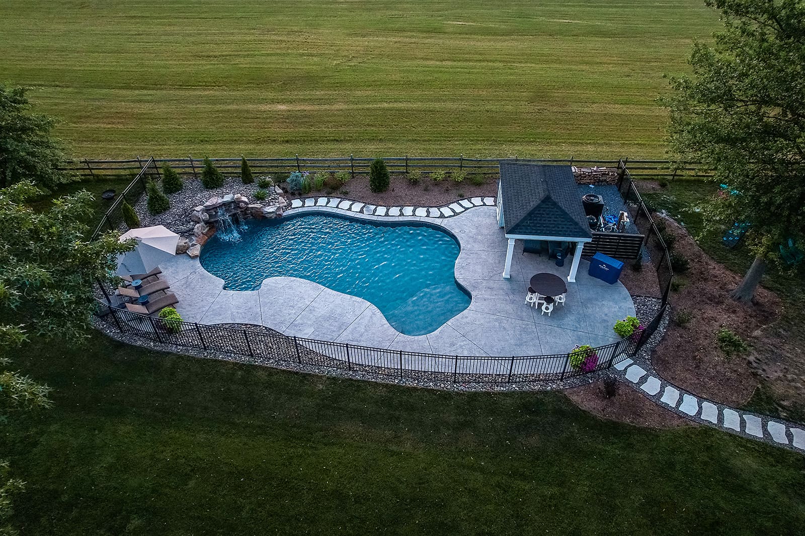 Pool & Patio aerial view